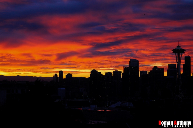 Seattle skyline sunset